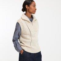 Sleeveless Trucker Collar Jumper in Chunky Knit