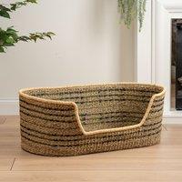Green and Natural Check Woven Pet Bed with Cushion Large