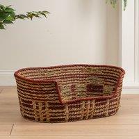 Red and Natural Check Woven Pet Bed with Cushion Small