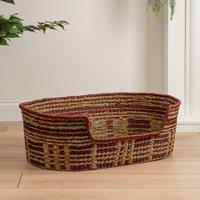 Red and Natural Check Woven Pet Bed with Cushion Medium