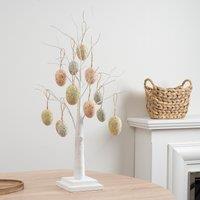 70cm Twig Tree & Hanging Egg Decorations in Floral Vintage Mix (12pc)