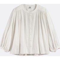 Oversized Mandarin Collar Shirt with 3/4 Length Sleeves