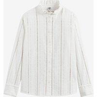 Embroidered Openwork Shirt with Ruffled Collar