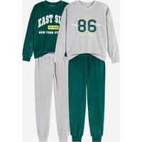 Pack of 2 Velour Pyjamas with Campus Print