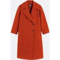 Wool Blend Long Coat with Asymmetric Fastening