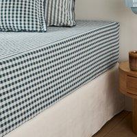 Cottage Blue Cotton Seersucker 30 cm Fitted Sheet