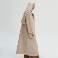 Long Trench Coat with Button Fastening