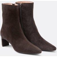 Suede Ankle Boots with Slim Heel