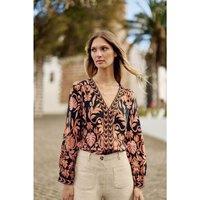 Bedra Printed Flowing Blouse with V-Neck
