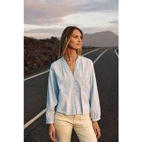 Blythe Embroidered Cotton Blouse with V-Neck