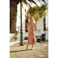 Rollene Printed Midi Dress with Short Sleeves