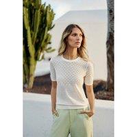 Millie Short Sleeve Jumper in Fine Openwork Knit
