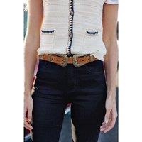 Assia Leather Belt with Double Buckle