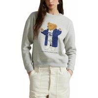 Crew Neck Sweatshirt with Long Sleeves and Teddy Bear Print