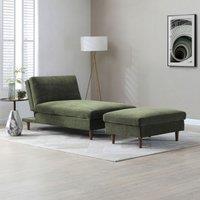 Sawyer Chenille Modular Click Clack Chaise Sofa Bed and Footstool