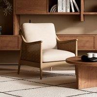 Leander Curve Linen & Rattan Chair