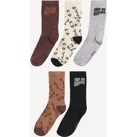 Socks in Pack of 5 Pairs with Skating Motif