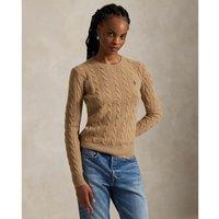 Crew Neck Jumper in Wool and Cashmere Cable Knit