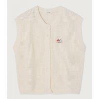 Crashway Sleeveless Cardigan in Loose Fit with Crew Neck