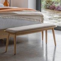 Hale Natural Oak & Linen Upholstered 2 Seater Dining Bench (124 cm)