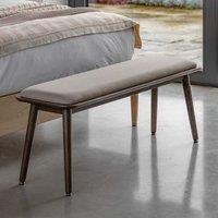 Hale Smoked Oak & Linen Upholstered 2 Seater Dining Bench (124 cm)