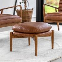 Fairfield Mid-Century Leather Footstool