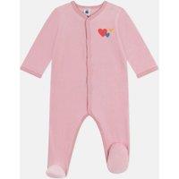 Baby's Pyjamas in Plain Velour with Little Hearts On Chest
