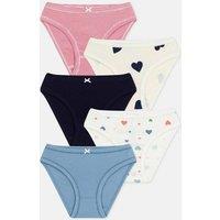 Pack of 5 Cotton Briefs in Hearts and Stripes Print