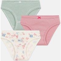 Pack of 3 Cotton Briefs with Flowers and Stripes Print
