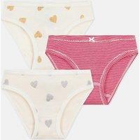 Pack of 3 Cotton Briefs in Hearts and Stripes Print