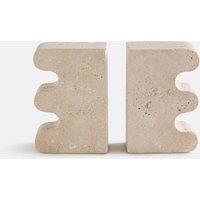 Set of 2 Tavla Travertine Book Ends