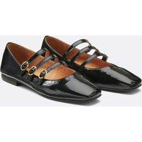 Mary Janes Ballet Pumps in Patent Leather with Triple Straps