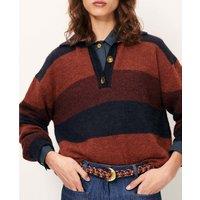 Cobby Striped Jumper with Polo Shirt Collar