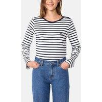 Women's Cotton Striped Top with Long Sleeves