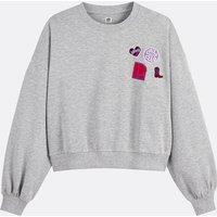 Crew Neck Sweatshirt with Long Sleeves and Patches
