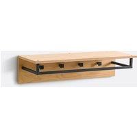 Alvan Steel and Oak Coat Rack with 4 Coat Hooks