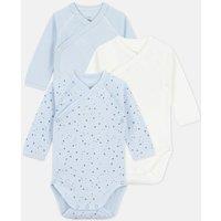 Pack of 3 Wrapover Bodysuits with Long Sleeves