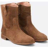 Western-Style Ankle Boots in Suede with Flat Heel