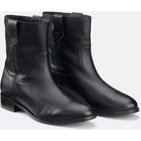 Leather Western Ankle Boots with Flat Heel