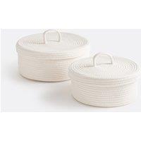 Set of 2 Cotton Baskets with Lid, Kesia