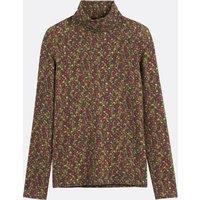 Turtleneck T-Shirt with Long Sleeves and Floral Print