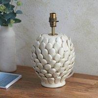 Small Leafy Table Lamp Base in Ivory Crackle Glaze