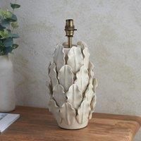 Large Leafy Table Lamp Base in Ivory Crackle Glaze