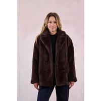 Buttoned Coat in Fluffy Fabric
