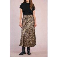Maxi Satin Skirt with Leopard Print