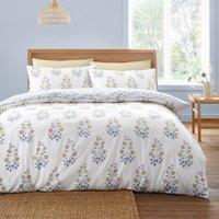 Eloise Floral Cotton Satin Stripe Reversible Duvet Cover Set