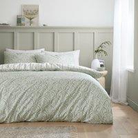 Scallop Floral Cotton Percale Reversible Duvet Cover Set