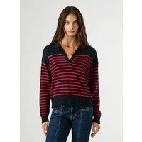 Carlina Striped Jumper with Polo Collar