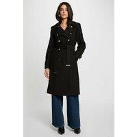 Long Mid-Season Trench Coat with Button Fastening