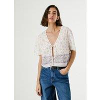 Short Sleeve Tie Blouse